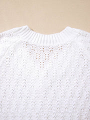 Textured Knit Ribbed Edge V Neck Loose Sweater