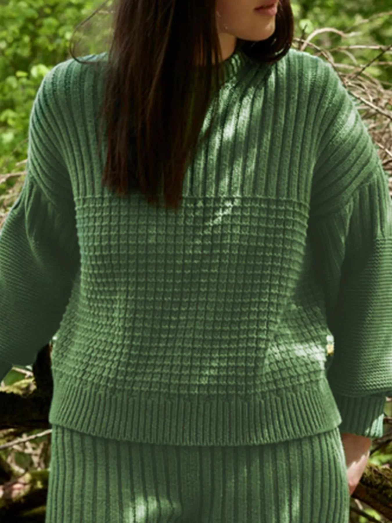 Textured Knit Round Neck Sweater