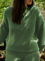 Textured Knit Round Neck Sweater