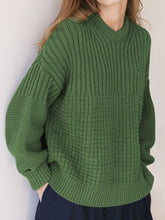 Textured Knit Round Neck Sweater Moss / S