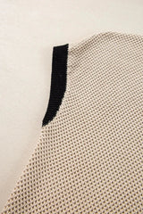 Textured Knit Sweater with Contrast Trim Details