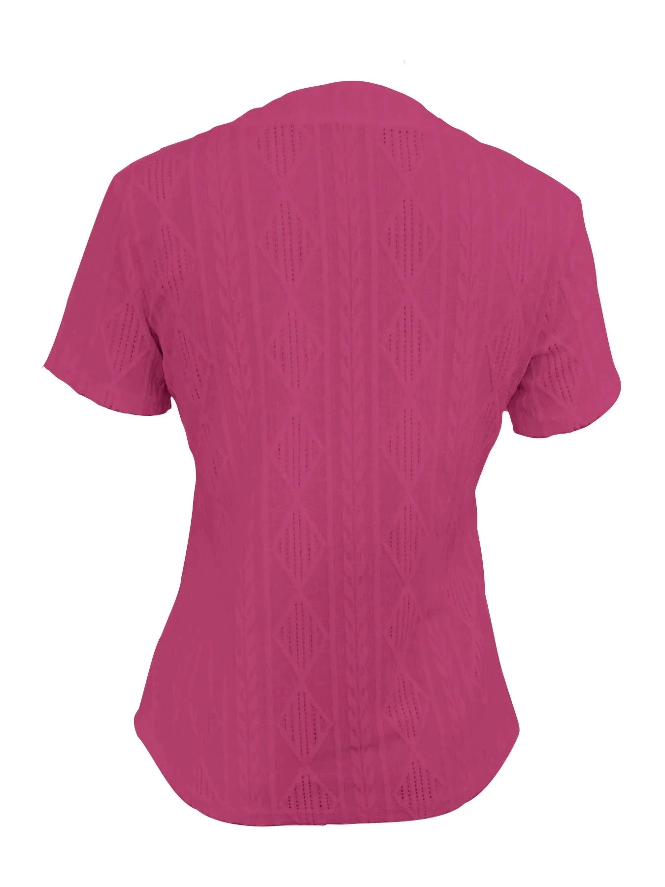 Textured Notched Short Sleeve Blouse