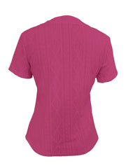 Textured Notched Short Sleeve Blouse