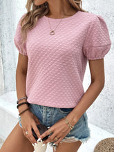 Textured Puff Sleeve T-Shirt Dusty Pink / XS