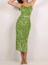 Textured Tie Front Cami Dress Green / S