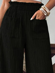 Textured Wide-Leg Pants