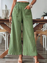 Textured Wide-Leg Pants Matcha Green / S