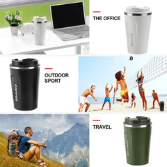 Thermo Cafe Car Thermos Mug - Leak-Proof Travel Thermo Cup for Tea, Water, Coffee - 380/510ML Double Stainless Steel