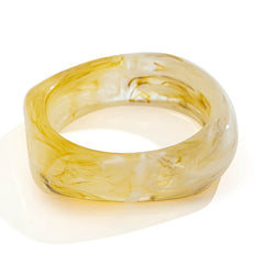 Thick Marbled and Solid Resin Bangle Beige