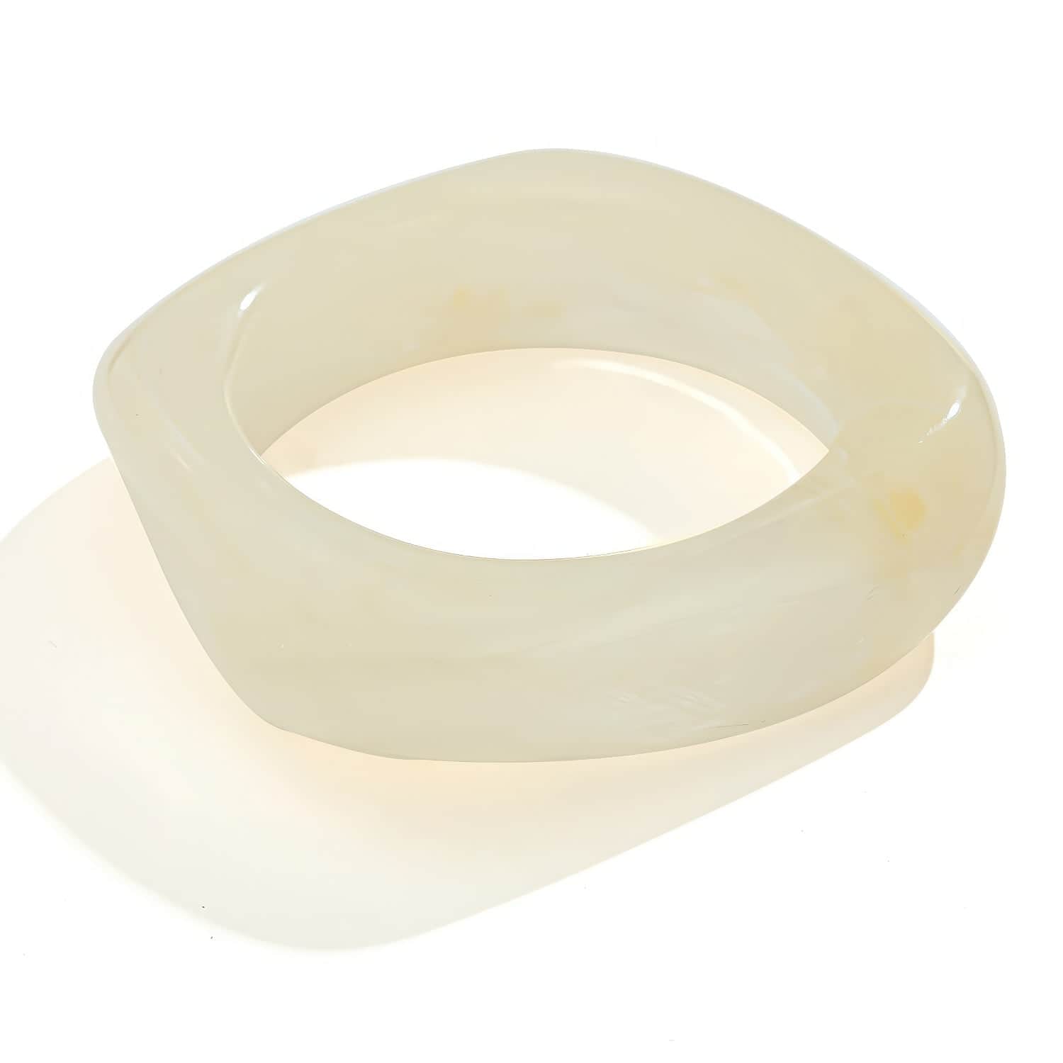 Thick Marbled and Solid Resin Bangle White