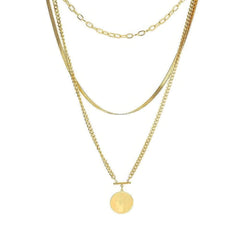 Three-tiered Round Brand Pendant Necklace N929 / 45cm