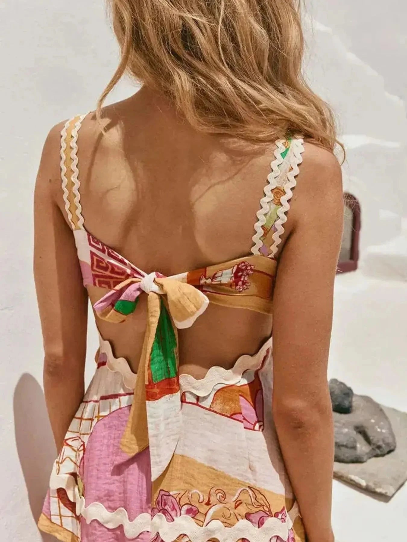 Tie Back Printed Cami and Pants Set