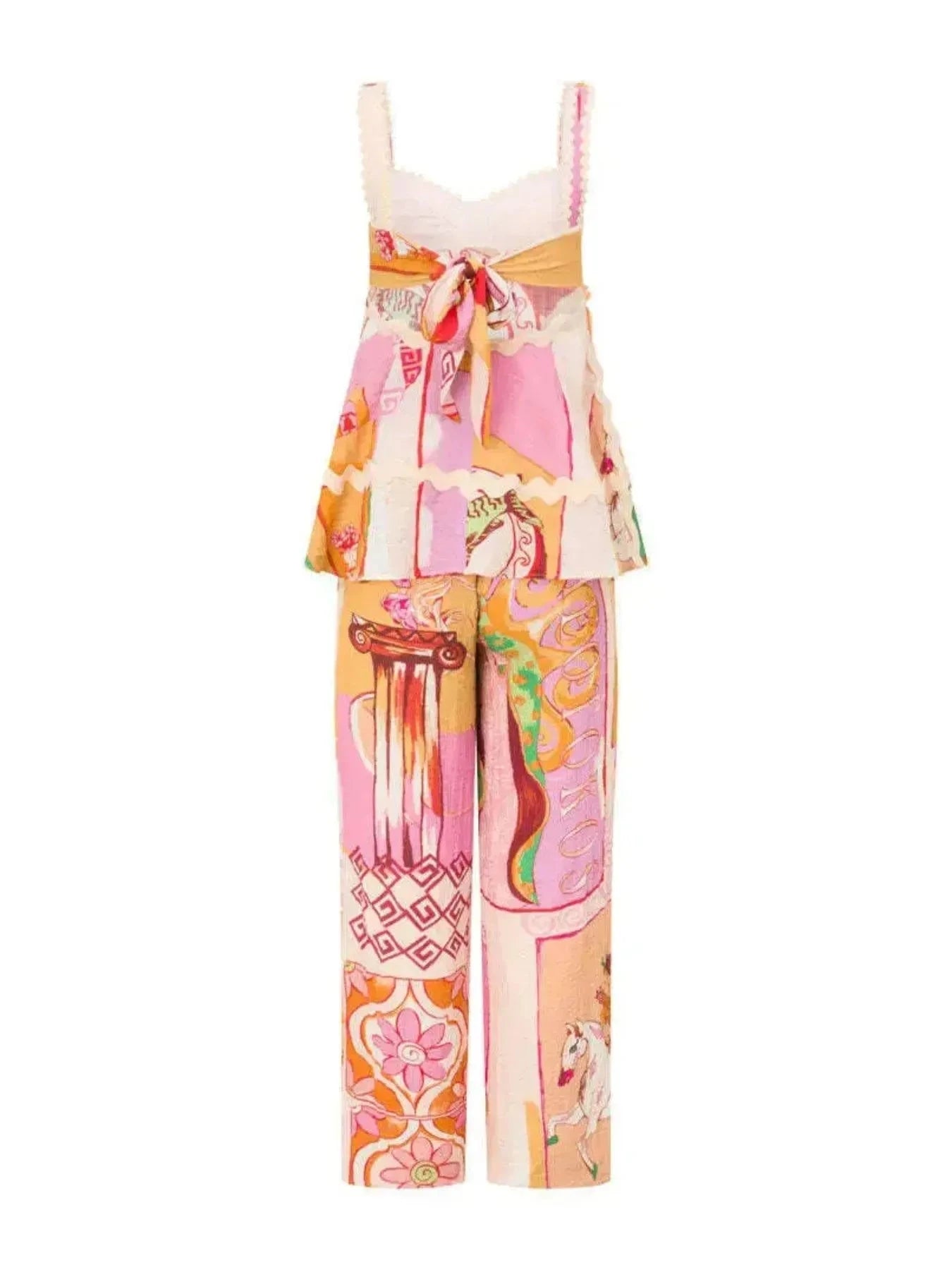 Tie Back Printed Cami and Pants Set