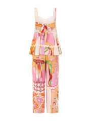 Tie Back Printed Cami and Pants Set
