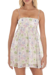 Tie Back Spaghetti Strap Mini Dress Pink Purple / S