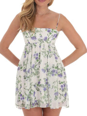 Tie Back Spaghetti Strap Mini Dress White / S