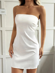 Tie Back Tube Mini Dress White / S