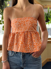 Tie Back Tube Top Orange / S