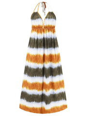 Tie-Dye Halter Neck Sleeveless Dress