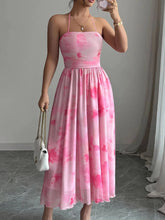 Tie-Dye Halter Sleeveless Midi Dress Pink / S