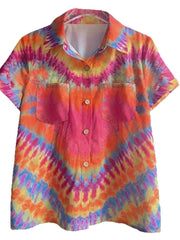 Tie-Dye Short Sleeve Button-Up Shirt
