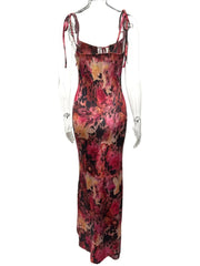 Tie Front Floral Print Maxi Dress