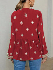 Tie Front Long Sleeve Blouse