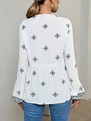 Tie Front Long Sleeve Blouse