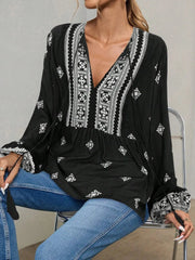 Tie Front Long Sleeve Blouse