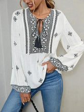 Tie Front Long Sleeve Blouse White / S