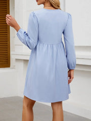 Tie Front Long Sleeve Mini Dress