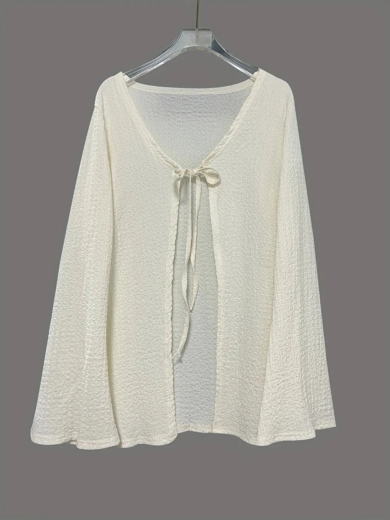 Tie Front Long Sleeve Top and Shorts Set