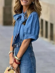 Tie Front Short Sleeve Blouse