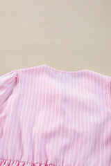 Tie Front Striped Peplum Blouse
