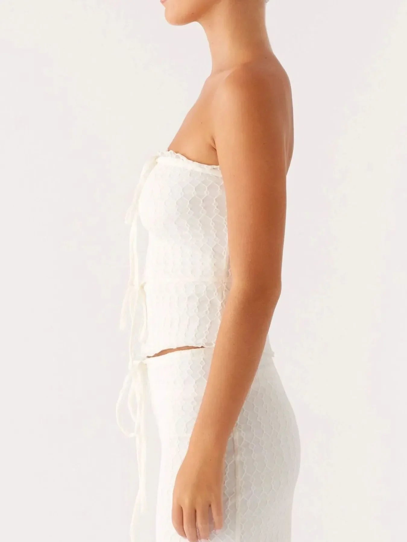 Tie Front Tube Top and Maxi Skirt Set