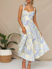 Tie-Shoulder Sweetheart Neck Summer Dress