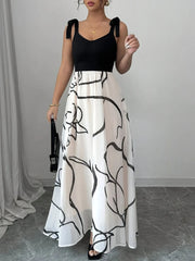 Tie Shoulder V-Neck Maxi Dress
