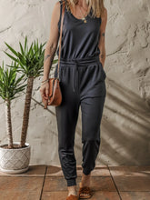 Tie Waist Sleeveless Jogger Jumpsuit Black / S