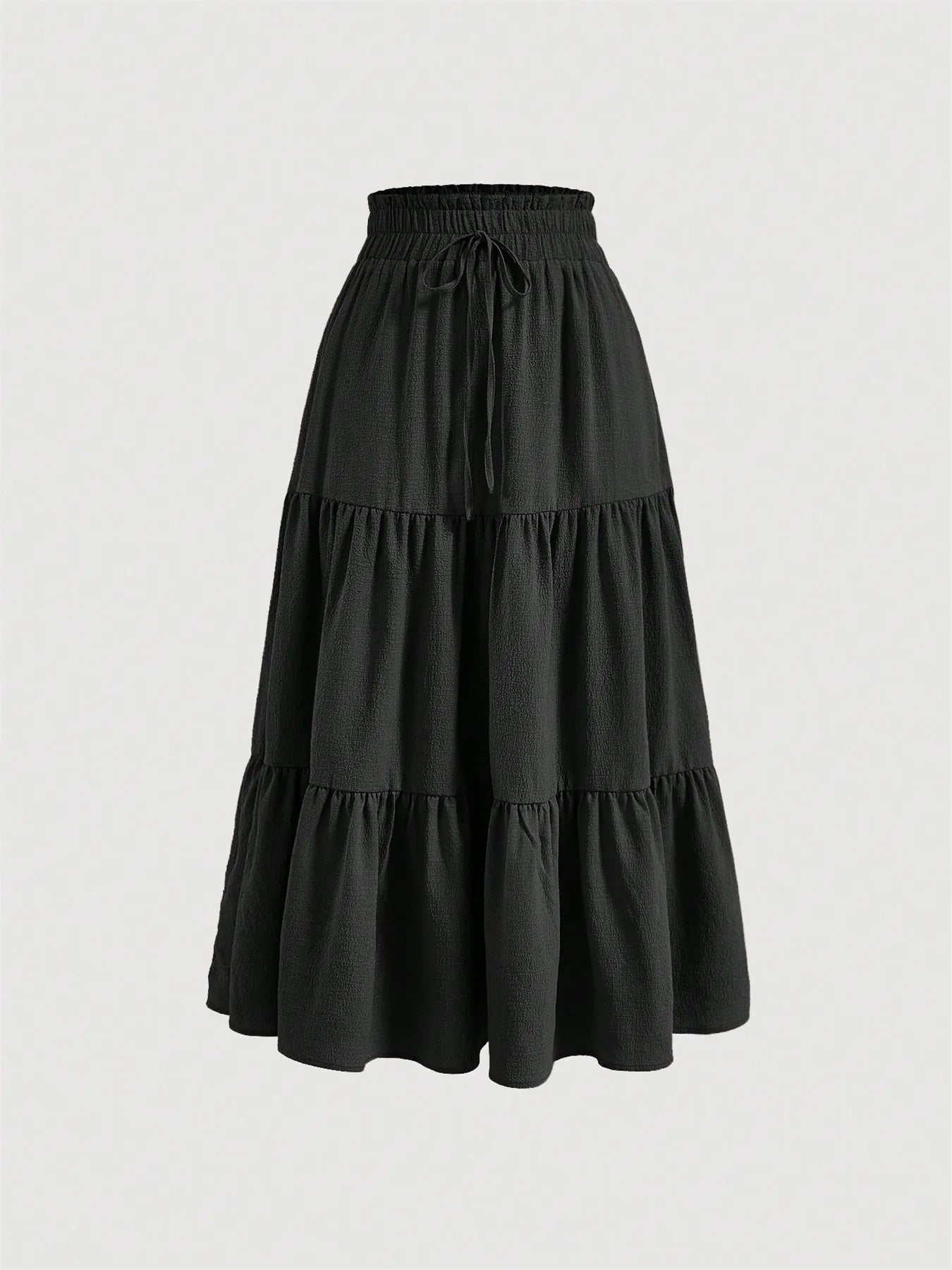 Tied Tiered Skirt Black / S