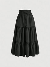 Tied Tiered Skirt Black / S