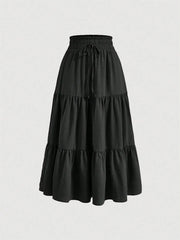 Tied Tiered Skirt Black / S