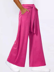 Tied Wide Leg Pants with Pockets