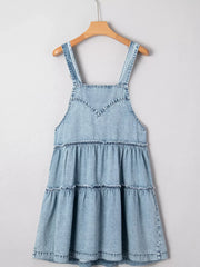 Tiered Flowy Overall Denim Dress