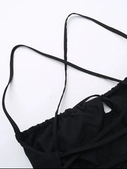 Tiered Lace Up Spaghetti Straps Maxi Dress