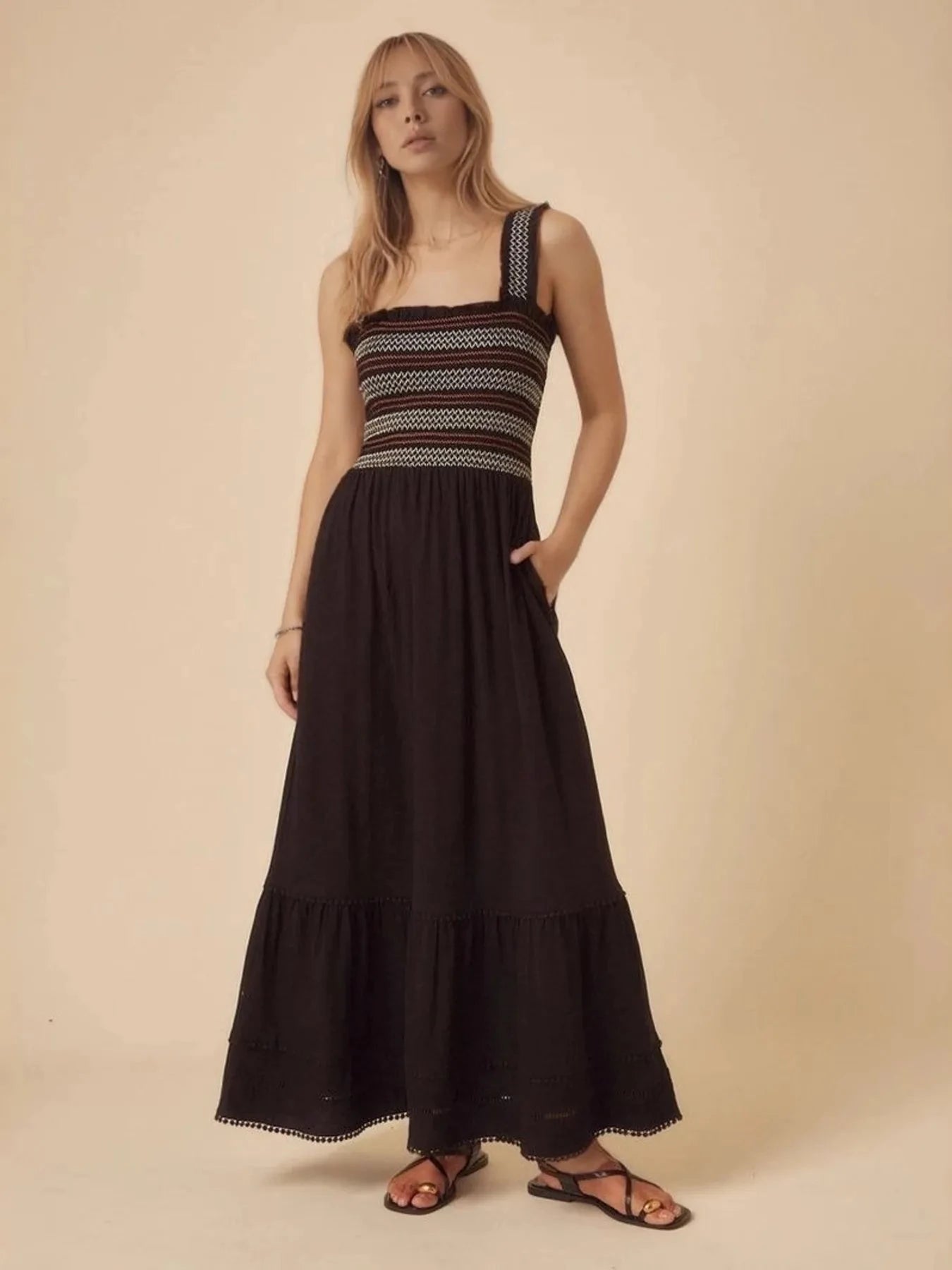 Tiered Square Neck Maxi Dress