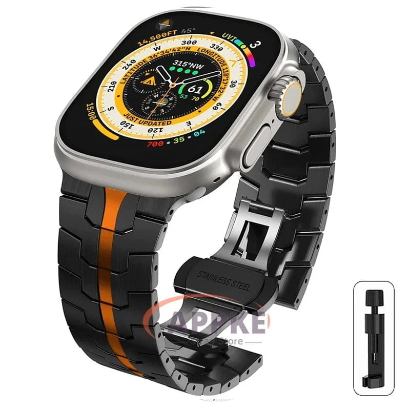 Titanium Color Steel Bracelet for Apple Watch Ultra 2 - Compatible with iWatch 9/8/7/6/5/SE/4, Various Sizes