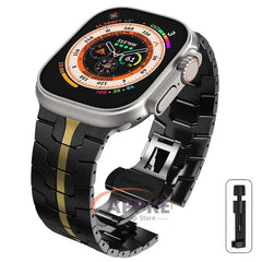 Titanium Color Steel Bracelet for Apple Watch Ultra 2 - Compatible with iWatch 9/8/7/6/5/SE/4, Various Sizes Black Gold / 38 40 41mm