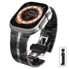 Titanium Color Steel Bracelet for Apple Watch Ultra 2 - Compatible with iWatch 9/8/7/6/5/SE/4, Various Sizes Black Gray / 38 40 41mm