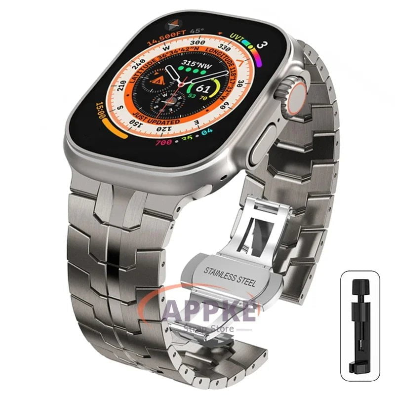 Titanium Color Steel Bracelet for Apple Watch Ultra 2 - Compatible with iWatch 9/8/7/6/5/SE/4, Various Sizes Titanuim color / 38 40 41mm