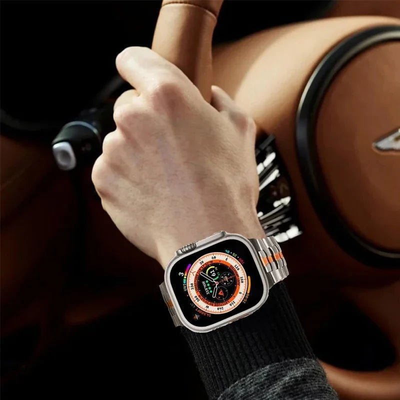 Titanium color steel bracelet for Apple Watch Ultra 2, compatible with iWatch models